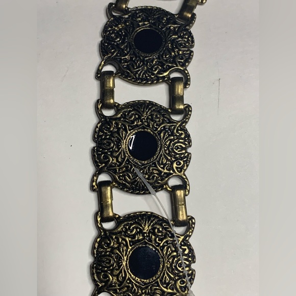 Paulith Vintage Marked Metal Conchos - Black Leather Ladies Belt 35 Inches EUC - Picture 10 of 12